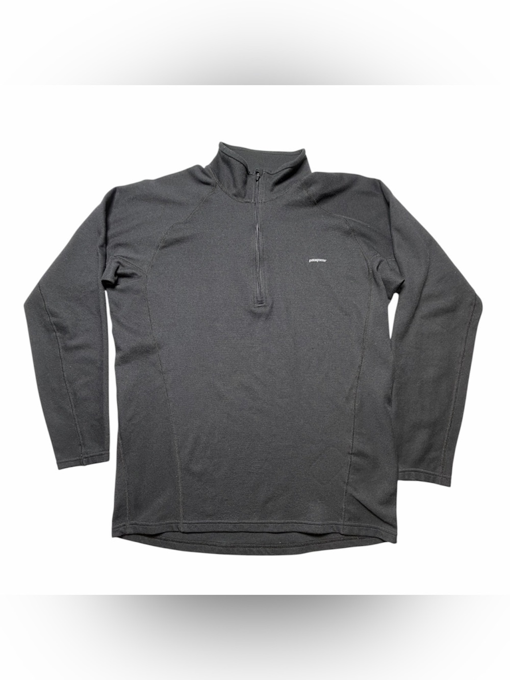 Patagonia Capilene 1/4 Zip Pullover Mens Large Black Base Layer Long Sleeve Top